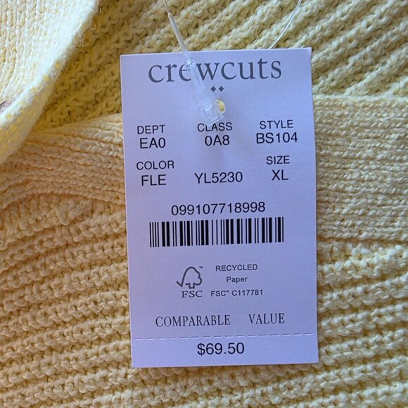 NEW J. Crew Crewcuts Factory Girls XL Sweater Cardigan Yellow V-Neck Button Knit - Picture 4 of 9